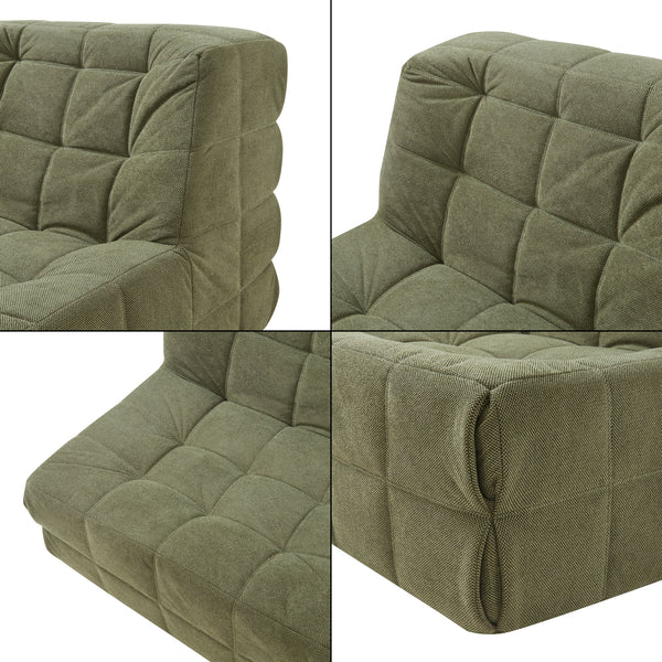 Sillón de suelo con reposapiés Koskyvn textil [en.casa]