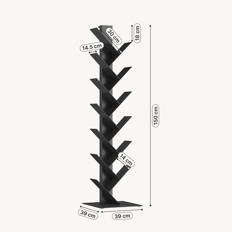 Esquema acotado Librería Eksjö forma de árbol 12 niveles 150x39x39 cm - [en.casa]