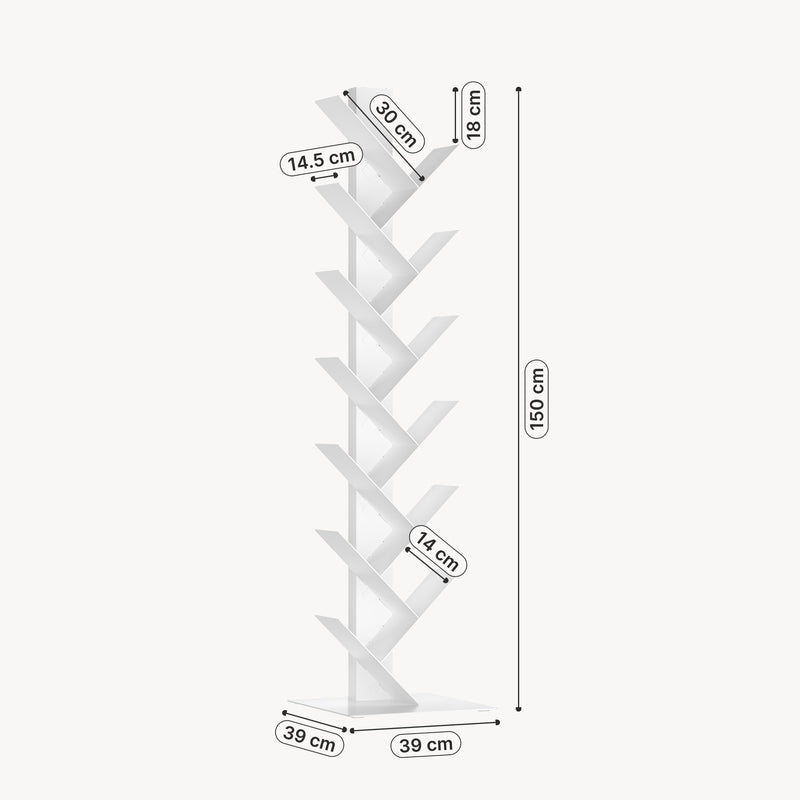 Esquema acotado Librería Eksjö forma de árbol 12 niveles 150x39x39 cm - [en.casa]