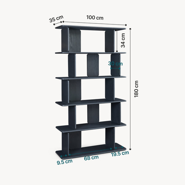 Librería Gäljami 5 compartimentos abiertos 180x100x35cm - [en.casa]