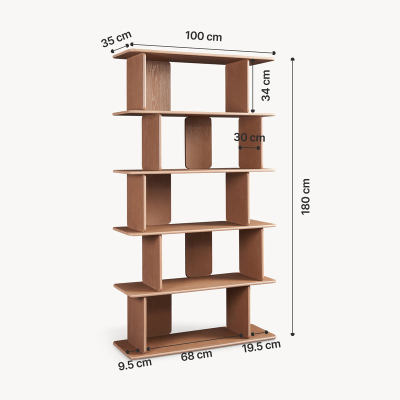 Esquema acotado Librería Gäljami 5 compartimentos abiertos 180x100x35cm - [en.casa]