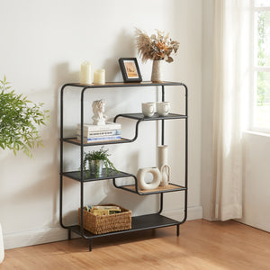 Estantería Kristiansand 101x80x30 cm Negro/Roble - Aspecto [en.casa] - premiumXL