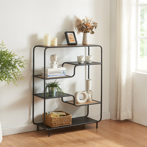 Estantería Kristiansand 101x80x30 cm Negro/Roble - Aspecto [en.casa] - premiumXL