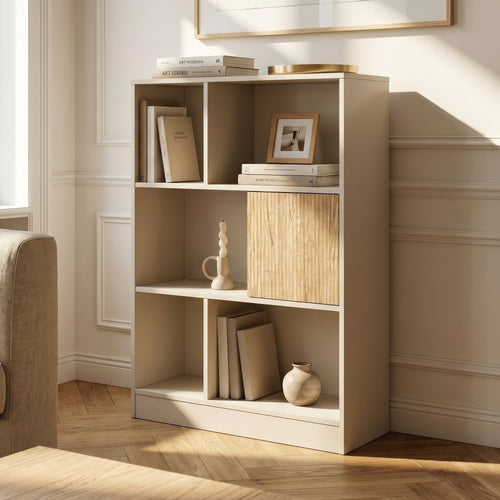 Estantería Karena 112x70x30 cm Crema blanca/Aspecto roble [en.casa]