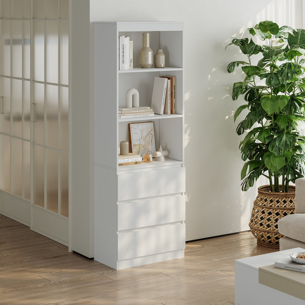 Estantería Les con 3 cajones 180x60x35 cm blanco [en.casa] - premiumXL