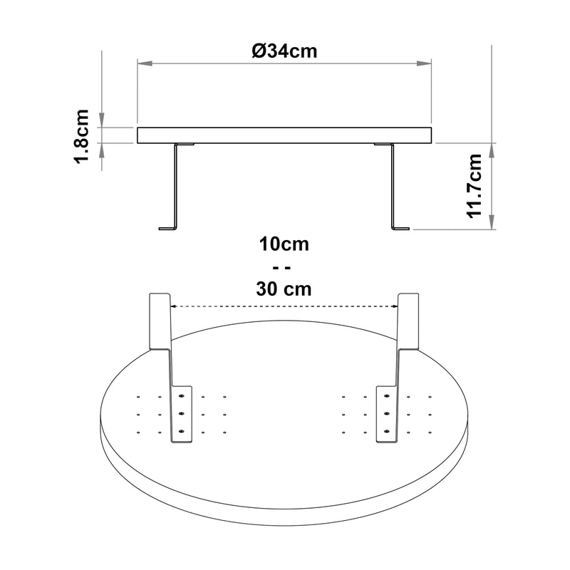 Esquema acotado Bandeja de sofá Kuleskyd Ø34cm [en.casa]