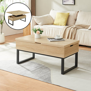 Mesa de centro Rauli con tablero elevable y espacio de almacenamiento 100x50x47 cm [en.casa]