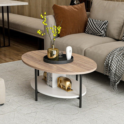 Mesa de centro Fredericia con estante inferior aspecto roble / blanco [en.casa] - premiumXL