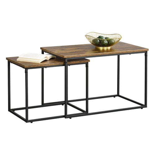 Juego de mesas de centro Härnösand set de 2 tono madera oscura [en.casa] - premiumXL