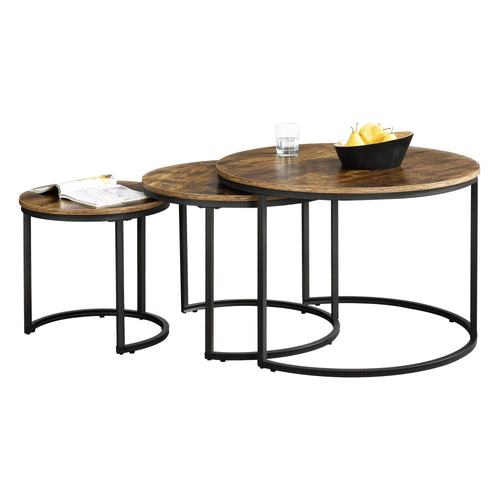 Juego de mesas de centro Arvidsjaur set de 3 tono de madera oscuro [en.casa] - premiumXL