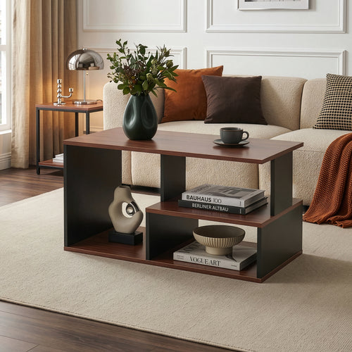 Mesa de centro Trond 80x40x42 cm Negro/Nogal [en.casa]