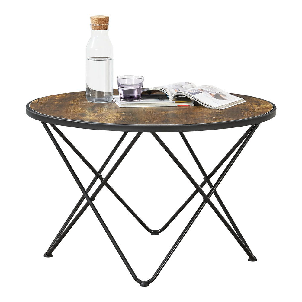 Mesa de centro Goskamark 80x50 cm estructura de acero tono madera oscura [en.casa] - premiumXL