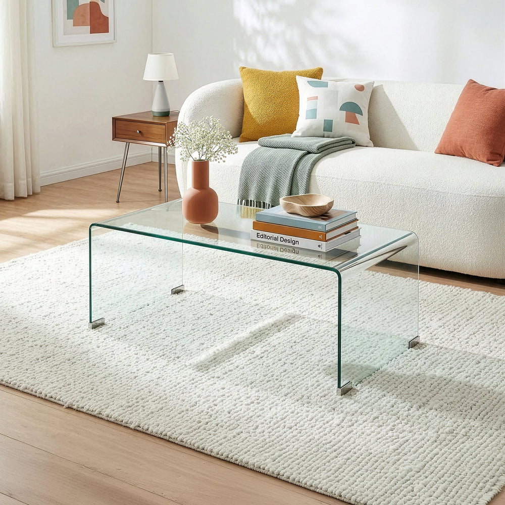 Mesa de centro Väsas rectangular vidrio templado 90x45x35cm [en.casa]