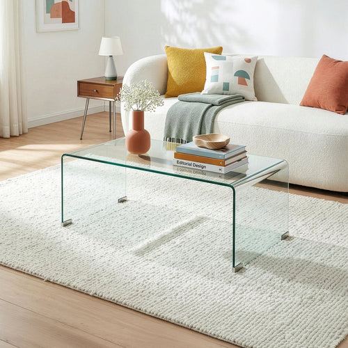 Mesa de centro Väsas rectangular vidrio templado 90x45x35cm [en.casa]