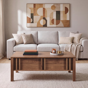 Mesa de centro Kilmandar con tablero elevable - 105x59x40cm Nogal [en.casa]