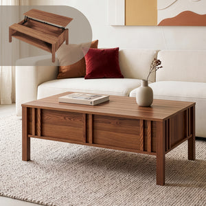 Mesa de centro Kilmandar con tablero elevable - 105x59x40cm Nogal [en.casa]