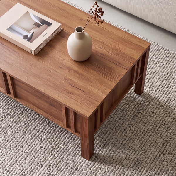 Mesa de centro Kilmandar con tablero elevable - 105x59x40cm Nogal [en.casa]