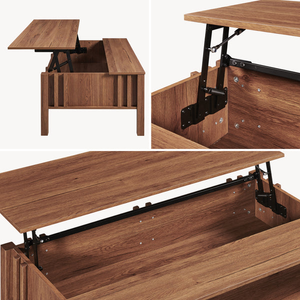 Mesa de centro Kilmandar con tablero elevable - 105x59x40cm Nogal [en.casa]