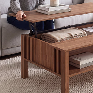 Mesa de centro Kilmandar con tablero elevable - 105x59x40cm Nogal [en.casa]