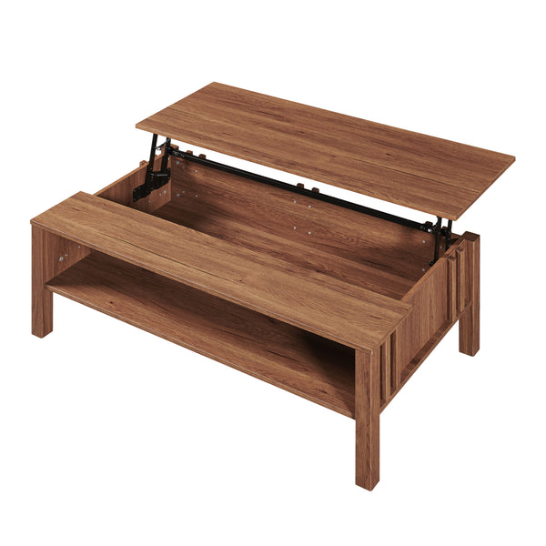 Mesa de centro Kilmandar con tablero elevable - 105x59x40cm Nogal [en.casa]