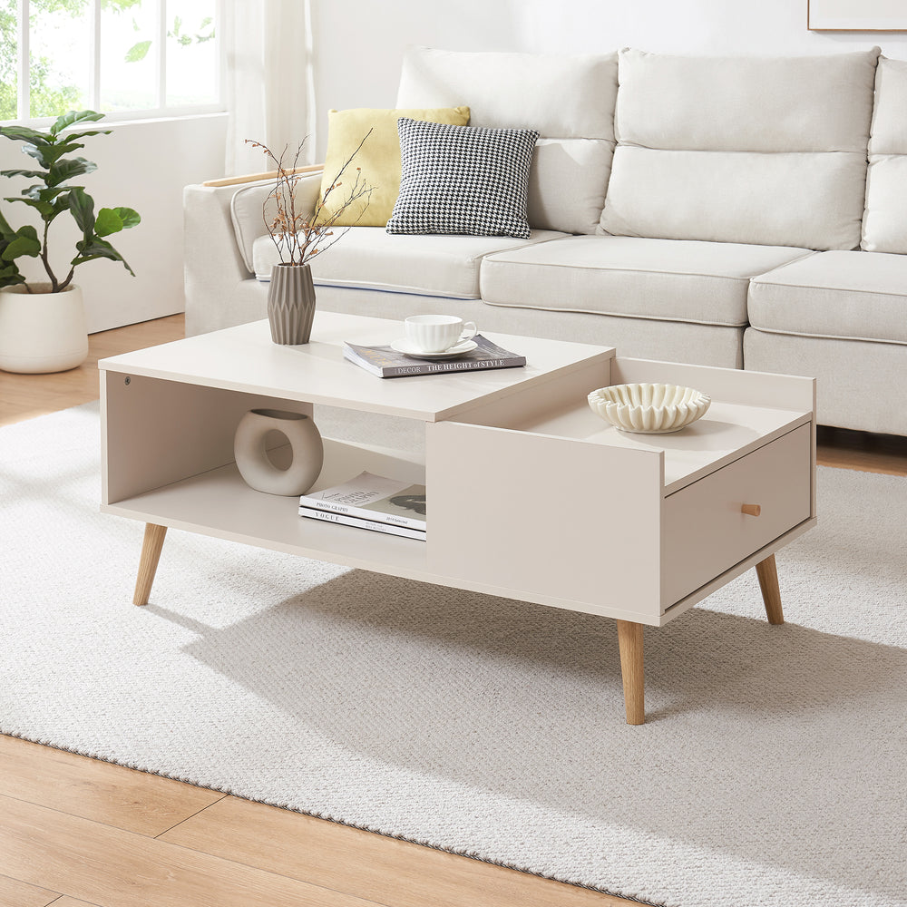 Mesa de centro Hallevil con cajón 106x59x44 cm blanco [en.casa] - premiumXL