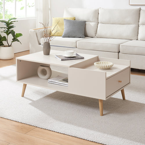 Mesa de centro Hallevil con cajón 106x59x44 cm blanco [en.casa] - premiumXL