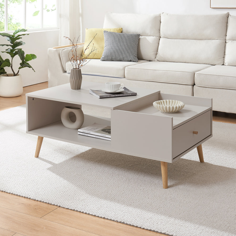 Mesa de centro Hallevil con cajón 106x59x44 cm blanco [en.casa] - premiumXL