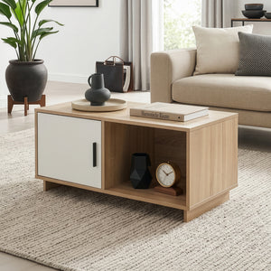 Mesa de centro Kenta 80x45x40 cm aspecto roble Sonoma/blanco [en.casa]