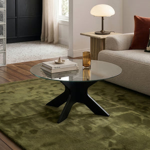 Mesa de centro Imi con tablero de vidrio Ø70x35 cm Negro/Gris [en.casa]