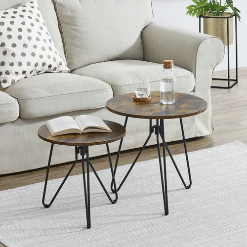 Mesa de centro Väsby en juego de 2 tonos madera oscura/negro [en.casa]