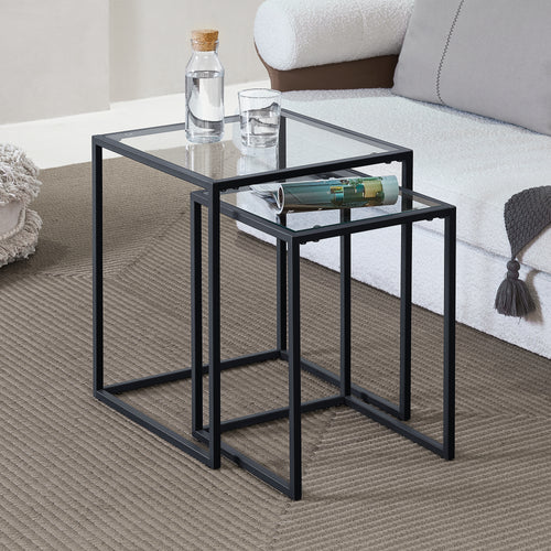 Mesa de comedor Holstebro Negro/Transparente [en.casa]