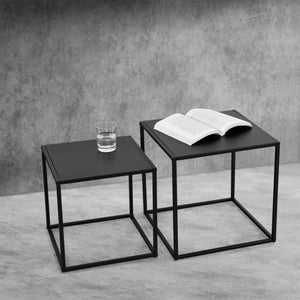 Mesa auxiliar Morsum juego de 2 diseño industrial negro [en.casa]