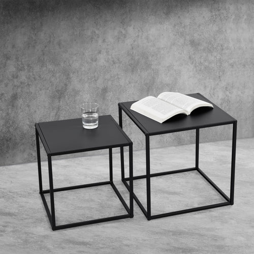 Mesa auxiliar Morsum juego de 2 diseño industrial negro [en.casa]