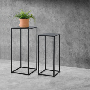 Mesa auxiliar Barbaricina juego de 2 - forma de columna negro [en.casa] - premiumXL