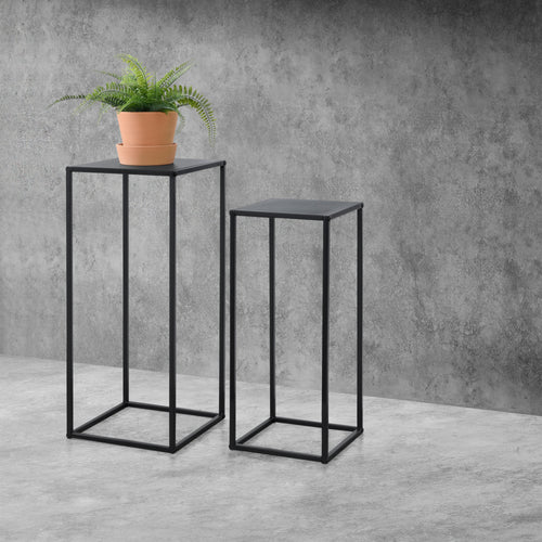 Mesa auxiliar Barbaricina juego de 2 - forma de columna negro [en.casa] - premiumXL
