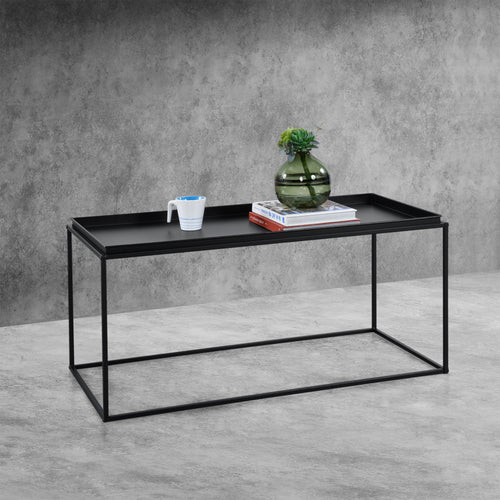 Mesa de centro Nyker 47x100x50 cm diseño industrial negro en.casa - premiumXL
