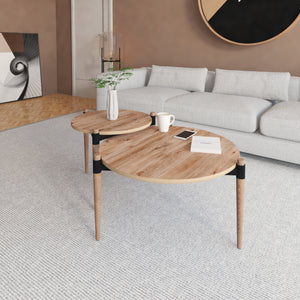 Mesa de centro Kristinestad con 2 tableros de mesa Natur [en.casa]