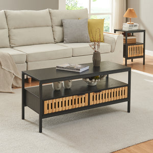 Mesa de centro Luniehti 100x40x48 cm negro/natural [en.casa] - premiumXL