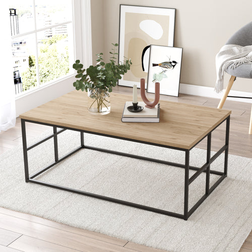 Mesa de centro Velendi 100x60x40 cm aspecto roble/negro [en.casa] - premiumXL