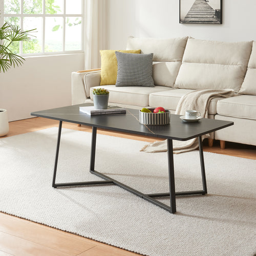 Mesa de centro Riskiften 120x60x48 cm efecto mármol, negro [en.casa] - premiumXL