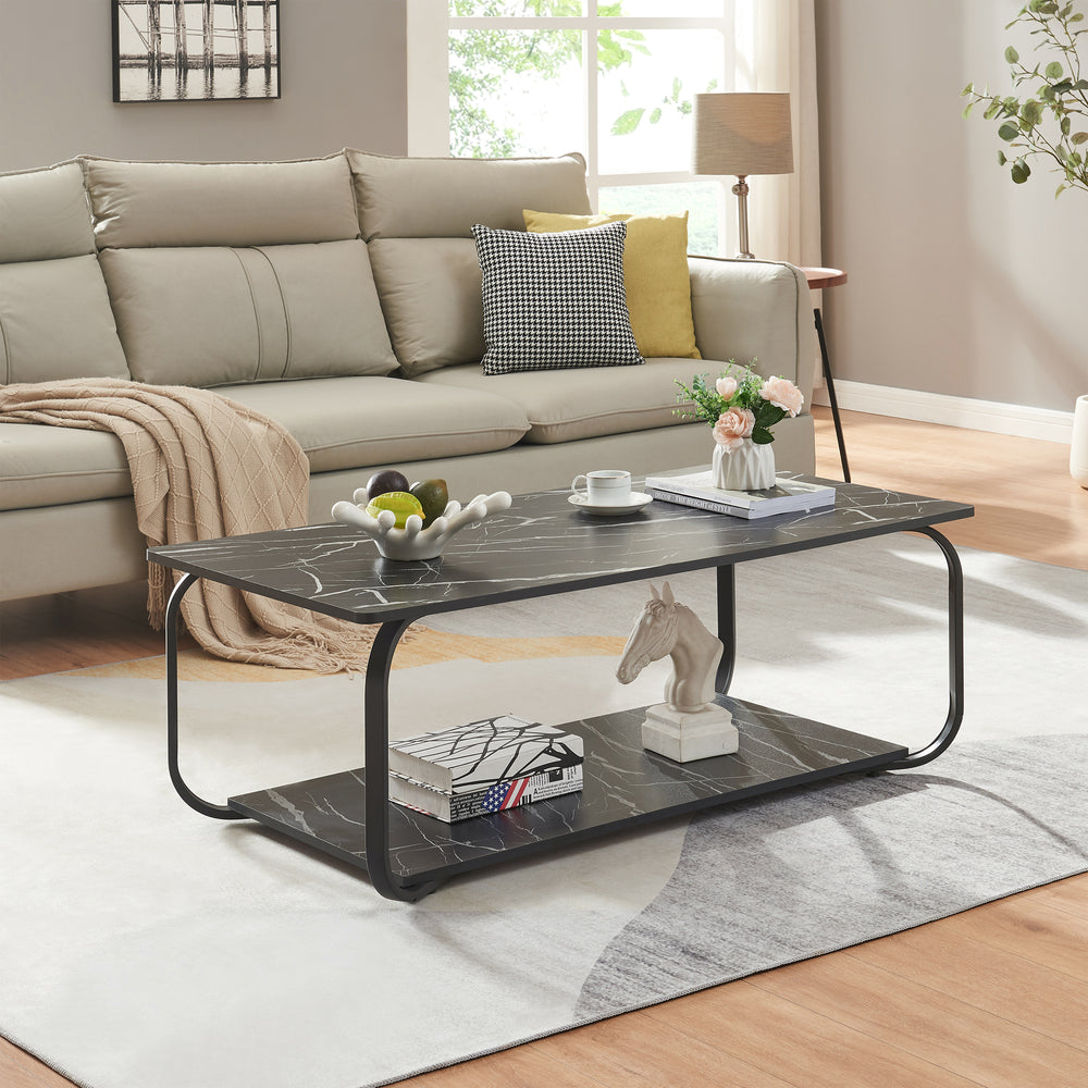 Mesa de centro Kolta 120x60x43 cm aspecto mármol [en.casa]