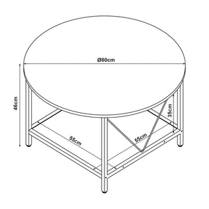 Mesa de centro Filem Ø80x46 cm [en.casa]