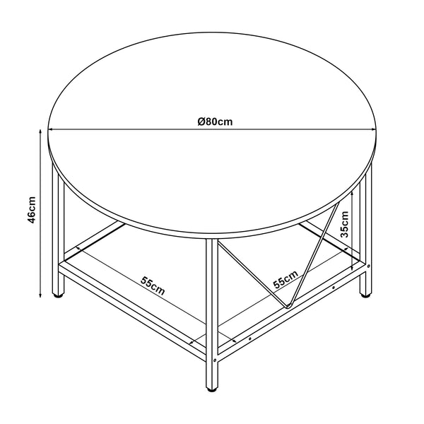 Mesa de centro Filem Ø80x46 cm [en.casa]