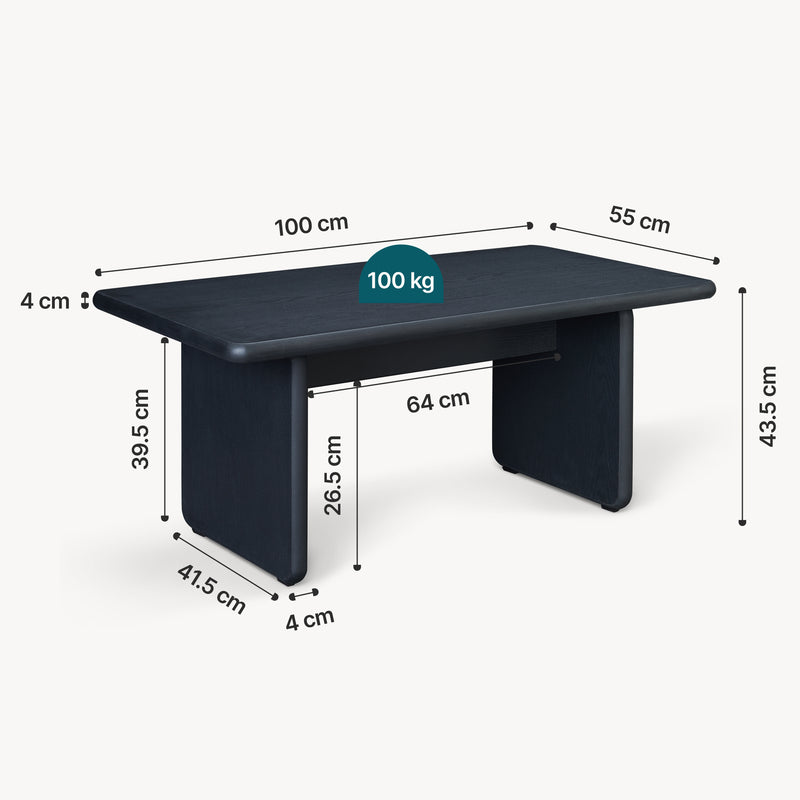 Esquema acotado Mesa de centro Gäljami rectangular 100x55x44cm [en.casa]