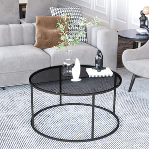 Mesa de centro Kolari 45 x Ø80 cm Negro/Transparente varios colores [en.casa]