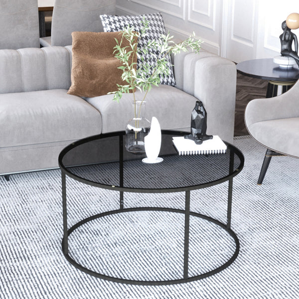Mesa de centro Kolari 45 x Ø80 cm Negro/Transparente varios colores [en.casa]