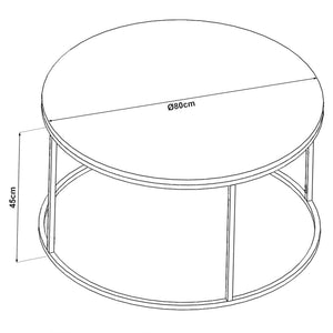 Mesa de centro Kolari 45 x Ø80 cm Negro/Transparente varios colores [en.casa]