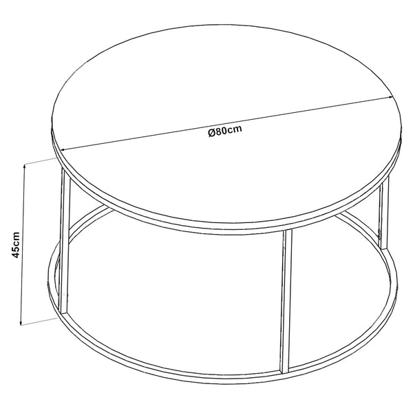 Mesa de centro Kolari 45 x Ø80 cm Negro/Transparente varios colores [en.casa]