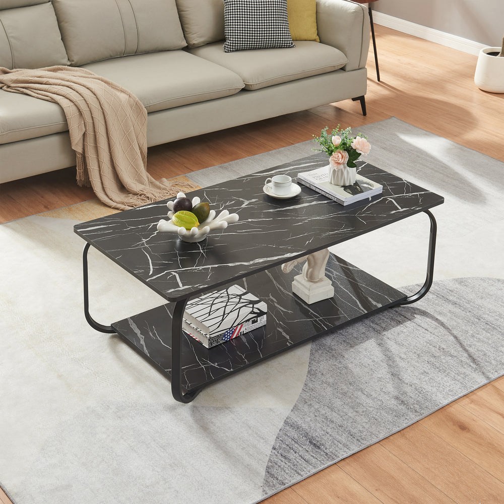 Mesa de centro Kolta 120x60x43 cm aspecto mármol [en.casa]