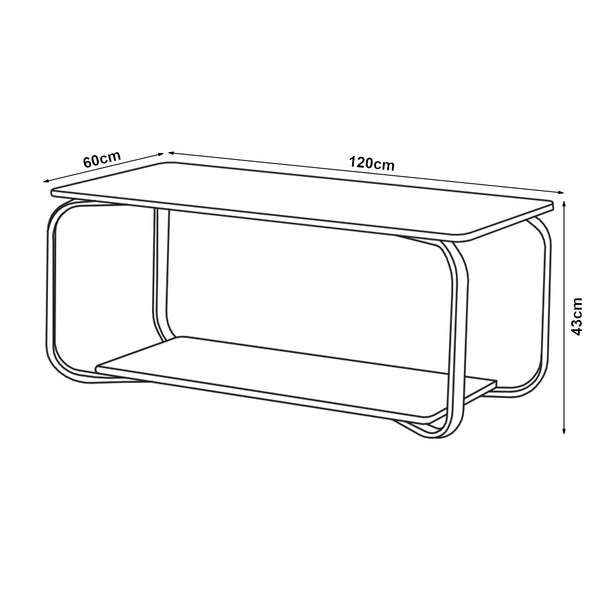 Mesa de centro Kolta 120x60x43 cm aspecto mármol [en.casa]